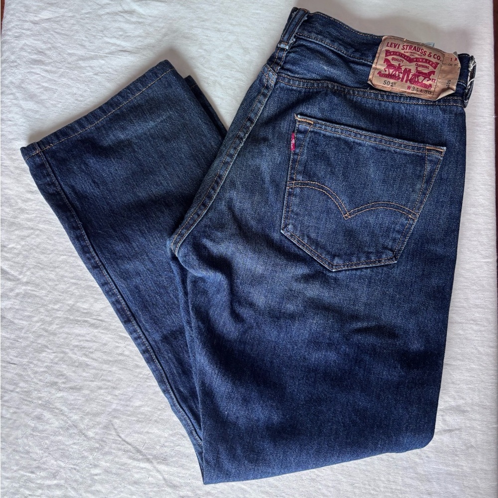 Men’s Levi’s Original Fit Button Fly Dark Wash Straight Leg 34x30 Jeans